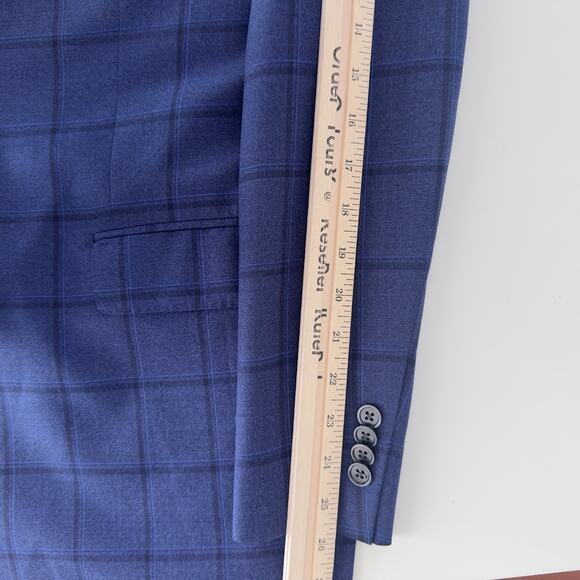 David Donahue Sport Coat Mens 44L Blue Plaid Connor Wool Dinner Jacket Yacht - Picture 12 of 13